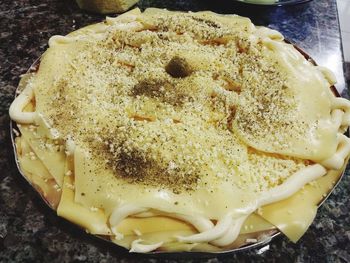 High angle view of ice cream in plate