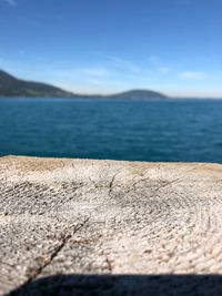 Scenic view of sea against blue sky