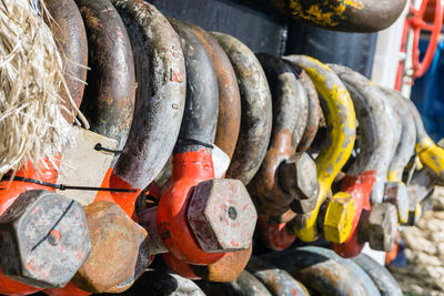 Close-up of multi colored for sale at market stall