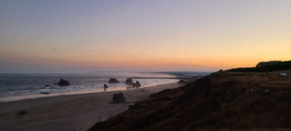 Scenic view of sea against sky during sunset