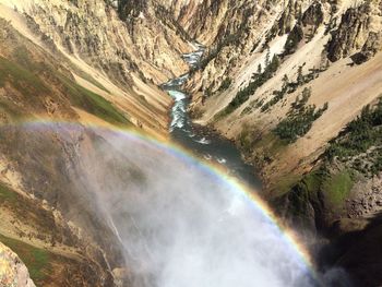 Scenic view of rainbow over river