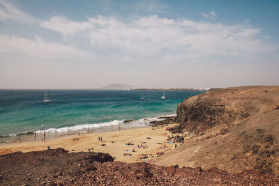 Scenic view of beach against sky