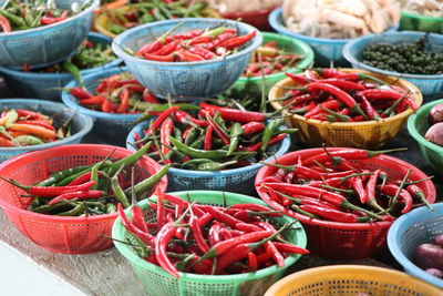 Various vegetables for sale at market stall