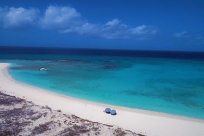 Aerial view of island and beach in los roques, venezuela