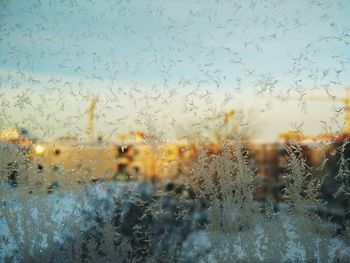 Close-up of wet window in rainy season