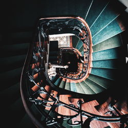 Directly above view of spiral staircase