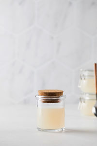 Bone broth soup in glass jars for storage. the concept of healthy eating.