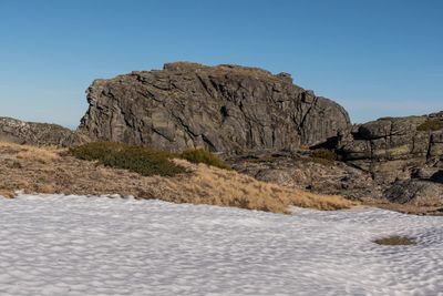 Scenic view of mountain against clear sky