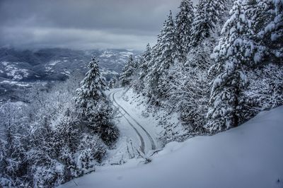 Road to snowy mountains