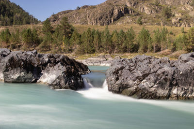 Scenic view of waterfall