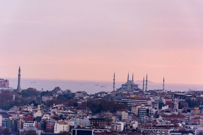 High angle view of buildings in city