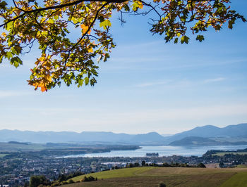 Scenic view of townscape against sky