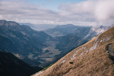 Scenic view of mountains against sky