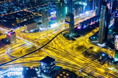 Light trails on city street