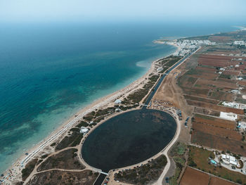 High angle view of sea against sky