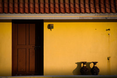 Closed door of building