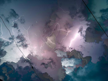 Low angle view of lightning in sky