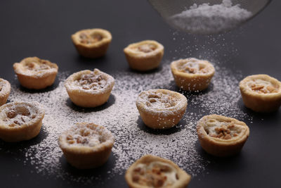 High angle view of cookies on table