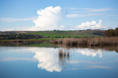 Scenic view of lake against sky