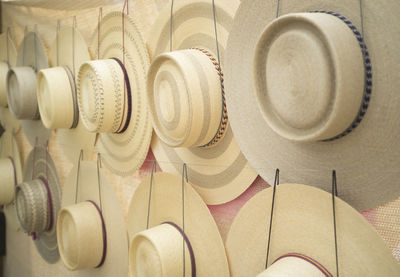 Close-up of hats for sale