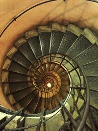 High angle view of spiral stairs