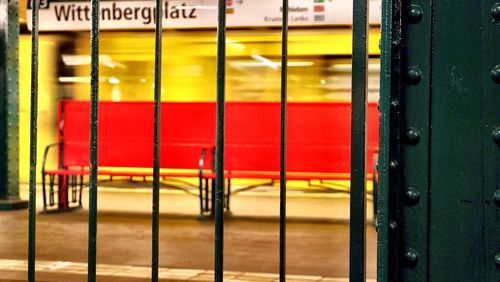 Close-up of red train