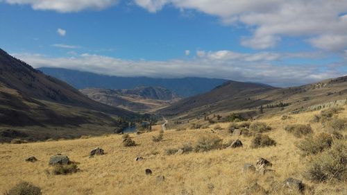 Scenic view of mountains against sky