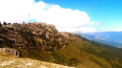 View of mountain against cloudy sky