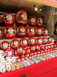 View of illuminated market stall