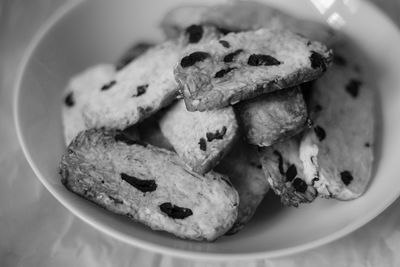 Close-up of cookies in plate