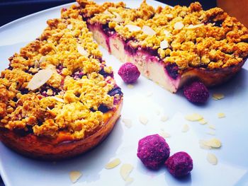 High angle view of breakfast served in plate