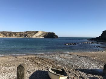 Scenic view of sea against clear sky