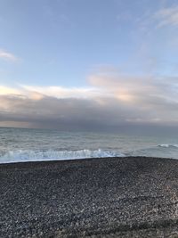 Scenic view of sea against sky during sunset