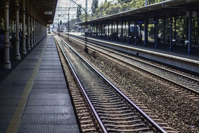 Empty railroad station platform