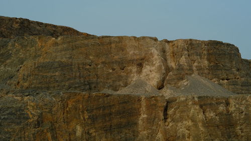 Low angle view of rock formations against sky