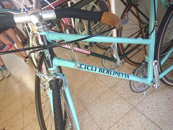 High angle view of bicycles on street