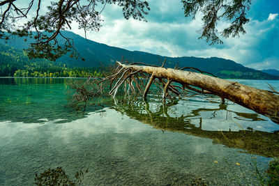 Scenic view of lake against sky