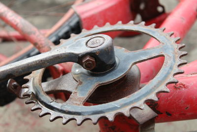 Close-up of rusty bicycle gear