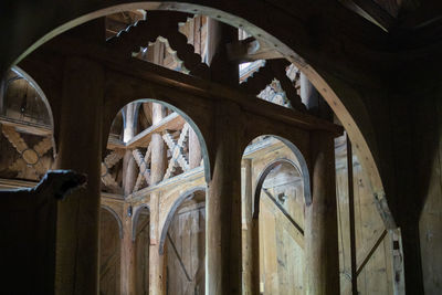 Low angle view of old building interior