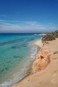 Scenic view of sea against blue sky