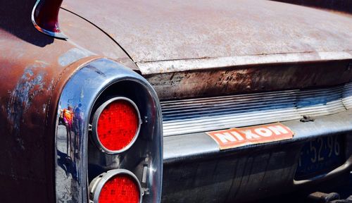 Close-up of abandoned car