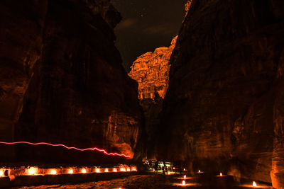 Rock formations at night