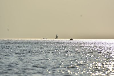 Scenic view of sea against clear sky