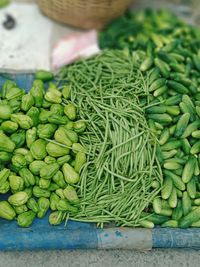 High angle view of vegetables on cutting board