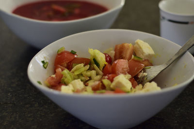 Close-up of meal served in bowl