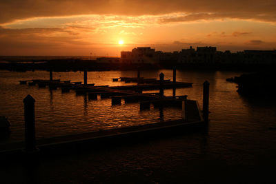 Scenic view of river against sky during sunset