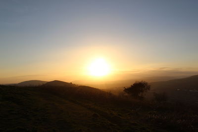 Scenic view of silhouette landscape against sky during sunset