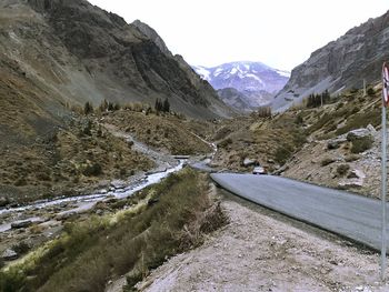 Landscape of mountains and rivers in chile