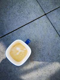 High angle view of coffee on floor