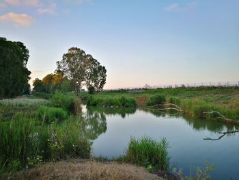 Scenic view of lake against sky